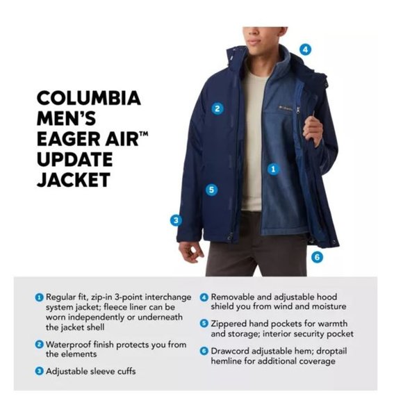 HOST'S  PICK 🙏RED COLUMBIA EAGER AIR INTERCHANGE MEN'S JACKET L - Picture 1 of 16